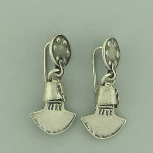 Sterling silver earrings with long posting that is handcrafted Canaanite style made by Israeli designers