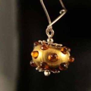 Blown Glass Golden Brown Earrings with Sterling Silver Wires