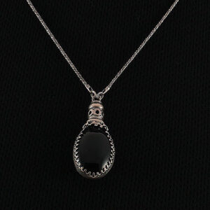 Contemporary Onyx Pendent on Oxidized Sterling Silver Chain