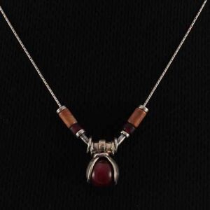 Ethnic-Modern Sterling Silver Necklace with Carnelian Stones