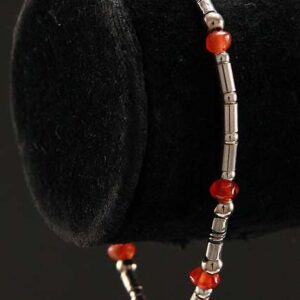 Thin Sterling Silver Bracelet with Carnelian Stones