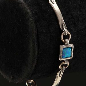 Sterling Silver Long Unites Bracelets With Square Opal Stones