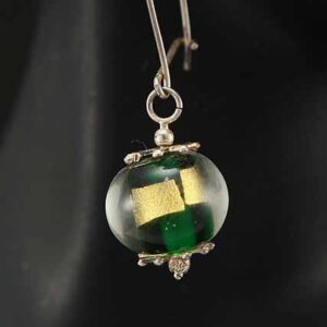 Unique Glass Earrings - Golden Green Globe Earrings - What Glass Jewelry Feels Like