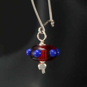 Murano Glass Red & Blue On Sterling Silver Weirs