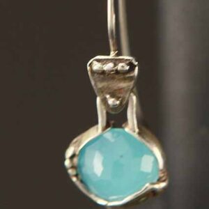 Modern Sterling Silver Hanging Earrings with Light Blue Stones