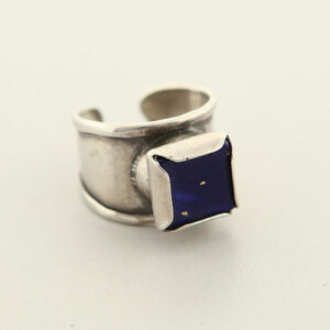 Raised Up sterling Silver Ring with Square Lapis Stone