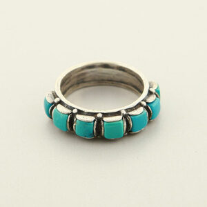 Thin Band with Several Square Turquoise Stones