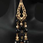 Golden Black Chandelier Earrings