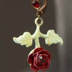 Red Flower Rose Earrings